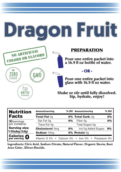 2GO Drink Mix - (All NATURAL Dragon Fruit)