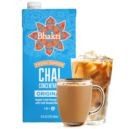 Bhakti Chai Tea Concentrate | Original, Organic Fresh Ginger, Black Tea, Sweetened,