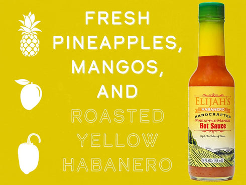 Elijah's Xtreme Pineapple-Mango Habanero Hot Sauce - Gourmet with Fresh Fruit