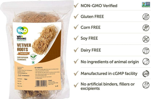 WAY 4 ORGANIC W4O (50 Way4Organic (1 Pack) Vetiver Root/Dried Khus-Khus/Vetiveria Zizanioides Grams), Young Roots Not