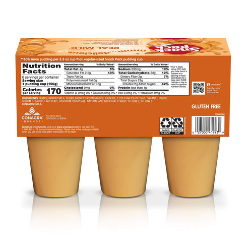 Snack Pack 5.5 oz., 6-Count (Pack 8) Super Size Butterscotch Flavored Pudding Cups