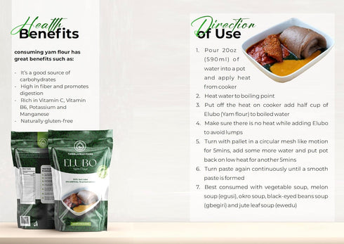 TundeLaniran Foods 1.1lbs Yam Flour - Elubo - - Pure Grinded Yam Tuber - Not mixed with other flours | For Amala