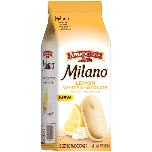 7 Oz Pepperidge Farm Milano White Chocolate Lemon Flavored Cookies, Bag