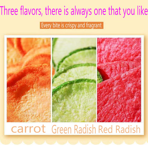 Aandiso 7.76 OZ 220g Three-Colour Radish Crispy Dried Mixed Radish Chips Carrot Green Radish Red Radish Holiday Gifts