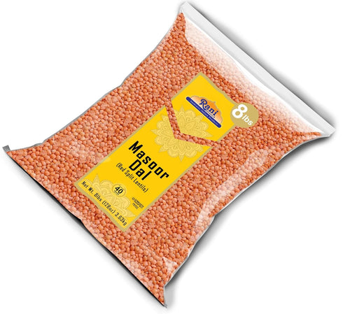 128oz (8lbs) 3.63kg Rani Masoor Dal (Indian Red Lentils) Split Gram Bulk ~ All Natural | Gluten Friendly | NON-GMO |