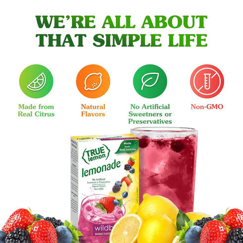 (Pack 4) 10ct True Lemon WILDBERRY LEMONADE of each box. True Citrus