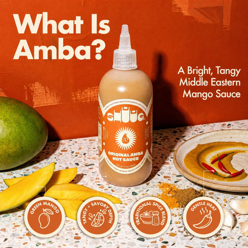 (9oz) SHUUG Amba Sauce Organic | Mango Curried Hot Sauce |Amba Mild to Medium Spice Mango | Vegan, Non-GMO, Kosher |