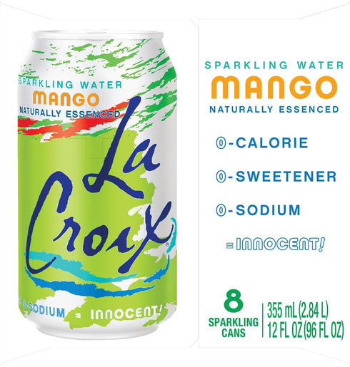 12 Oz, 8 Pack La Croix, Water Sparkling Mango, Fl