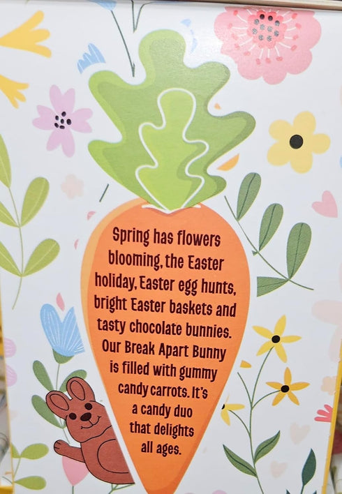 Generic gummy 2.22-oz. Break Apart Bunny (milk chocolate bunny filled with carrot-shaped candies and Chocolate Truffle