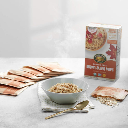 32 Packet, 31g 4g 11 Ounce(Pack 4) Nature's Path Organic Gluten Free Brown Sugar Maple Instant Oatmeal, Non-GMO, Whole