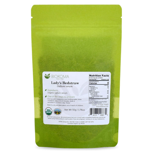 Pure and Organic Biokoma Lady's Bedstraw Dried Herb 50g (1.76oz) In Resealable Moisture Proof Pouch
