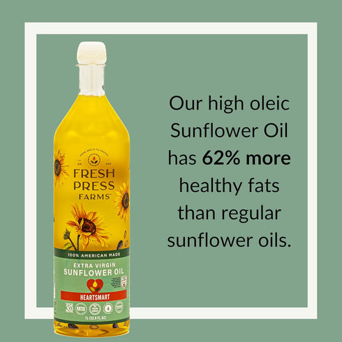 33.8 Oz, 100% Whole30, Fresh Press Farms Cold Pressed Extra Virgin Sunflower Oil, Fl High Oleic, Georgia Grown