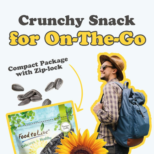 5 Food to Live Raw Sunflower Seeds in Shell, Pounds Fresh, Crunchy and Nutty Snack for on-the-go, Preservative-free