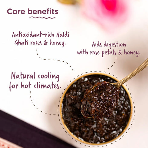 |16 Oz Rose Petal Jam Gulkand | Made from Premium Chaitri Rose | Naturally Sweetened with Raw Honey & Mishri | Best