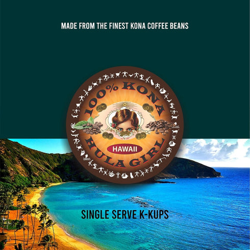Hula Girl 100% Kona Coffee, Single Serve for Keurig K-Cup Brewers, Medium Roast