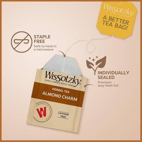 (6 Pack 120 Wissotzky Almond Charm Herbal Tea Bags - Tea Bags) | Caffeine Free | AKA Chemdat Hashaked | Delicious Aroma