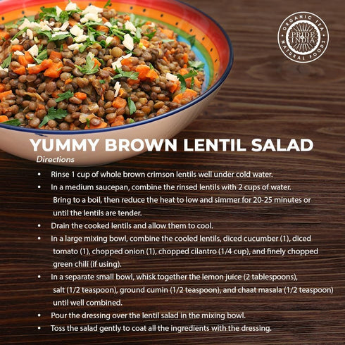 1.5 Pride Of India - Indian Whole Brown Crimson Masur Lentils - Protein & Fiber Rich Masoor Whole, Pound Jar