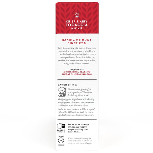 18.4 oz., 1 King Arthur Baking Company Crisp & Airy Focaccia Mix Kit Baking Mix - Ready in hour