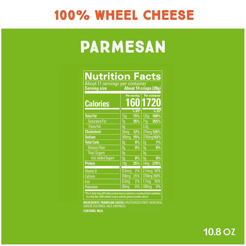 (10.8 Oz, 2 Pack) Whisps Cheese Crisps Parmesan Cheese | Protein Chips | Healthy Snacks | Protein Snacks, Gluten Free