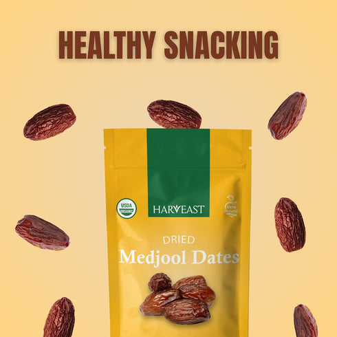 (5 Harveast Organic Medjool Dates California Grown Jumbo Dates, Naturally Sweet, Healthy Snacking, Caramel Flavor