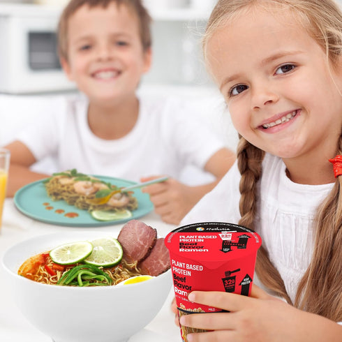 6-Pack 32g Hethstia High Protein Ramen Cup, Spicy Beef Flavor, Instant Healthy Ramen Soup with Plant Protein, Vegan