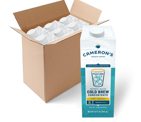 32oz (Pack 6) Cameron's Coffee Original Black Multiserve Cold Brew Coffee Concentrate, Medium Roast