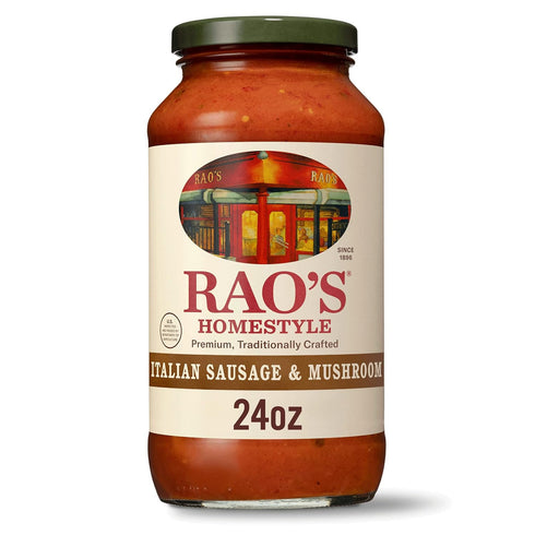 Rao's Homemade Sausage and Mushroom Sauce, 24 oz, All Purpose Tomato Sauce, Keto Friendly, Premium Quality from Italy