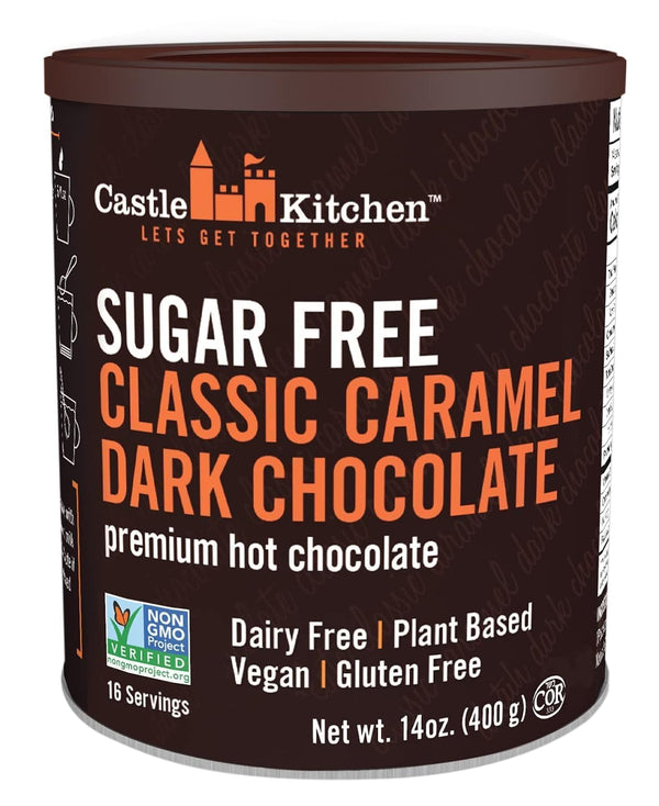 Castle Kitchen Sugar Free Caramel Dark Hot Chocolate - Premium Plant Based,