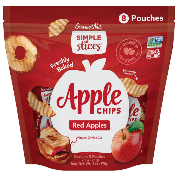 Simple Slices Gourmet Nut Baked Apple Chips (Red Apple) - 0.75 Ounce (Pack of 8 Bags)
