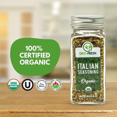 0.53 oz (15g), 100% Geo-Fresh Organic Italian Seasoning, Non-GMO, Kosher, Organic Herbs, Basil, Oregano, Parsley