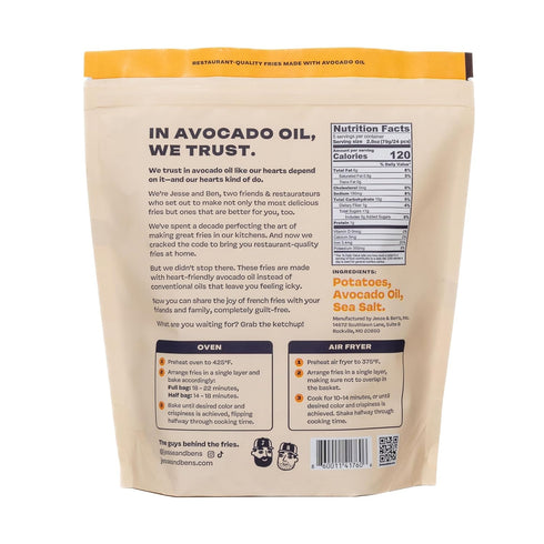 Frozen 3 Jesse & Ben's Classic Sea Salt Fries, Made with Avocado Oil, Gluten-Free, Non-GMO, Vegan Potatoes, Healthy