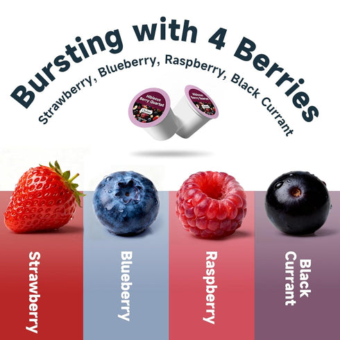 4 24 Chaism Hibiscus Berry Quartet - Herbal Tea Pods Berries Blend, Caffeine Free, K Cups