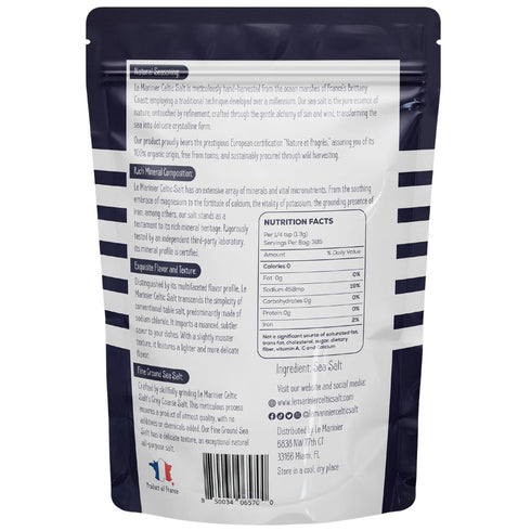 1.1lb 18oz, Pack 2. 100% (1.1lb Pack 2) Le Marinier Celtic Salt Organic Fine Ground, - of Mineral Rich Unrefined