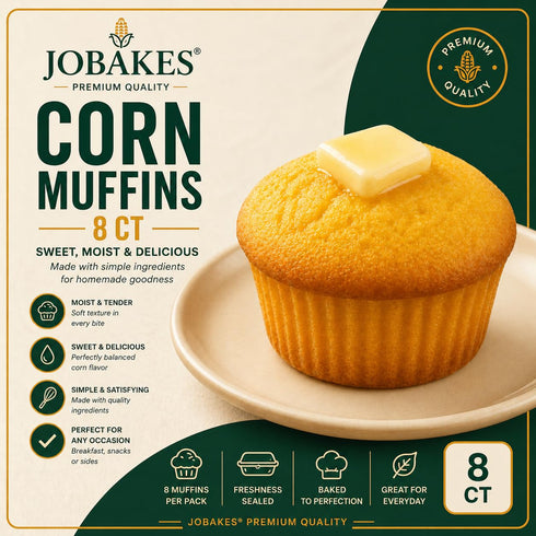 JO BAKES 8 Count Cornbread Muffins Bakery-Style Snack