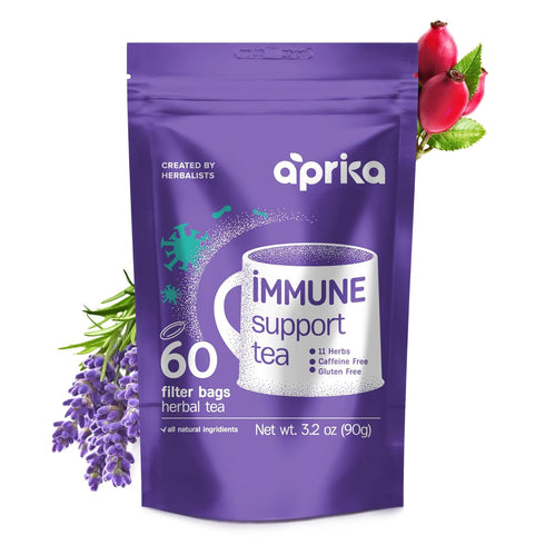 Aprika Life Immunity Booster Decaffeinated Tea Bags - Pure Herbal Immunity Blend, 60 Bags, Lemon Balm, Peppermint,