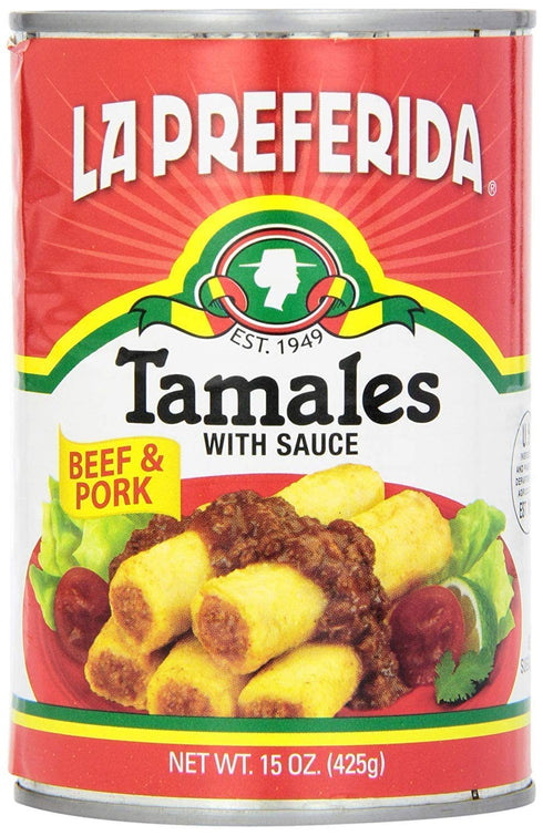 15oz. (Pack 2) La Preferida Beef & Pork Tamales Hearty Mexican Canned Tamales in Red Sauce