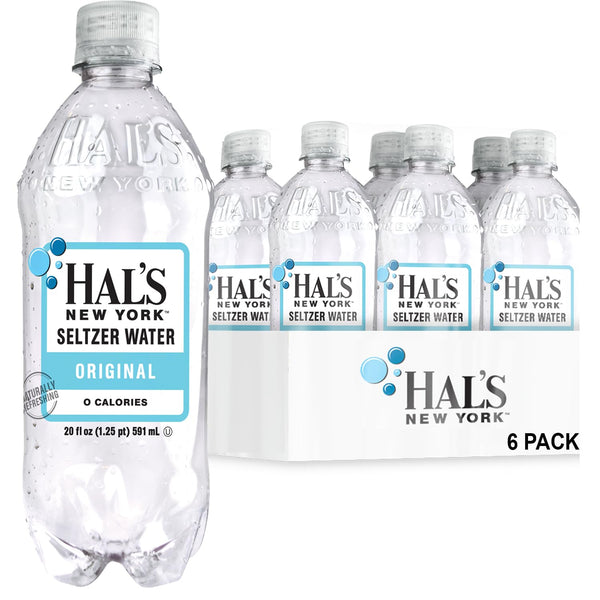 Hal's New York Seltzer Carbonated Original Sparkling Water, Zero Sugar, Zero Calorie, Zero Carbs, 20