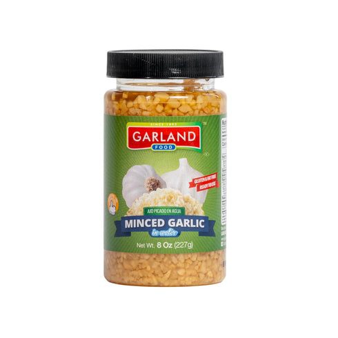 8 oz Garland Food Minced Garlic in Water Made in the USA - Minced Garlic in Jar for Fresh Flavor, Time-Saving Prep