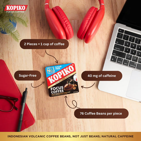 80mg 2 (12 Pack w/4 Kopiko Focus Coffee Candy Have Caffeine per Pieces for Energy & Mental Focus Sugar-Free Hard Candy
