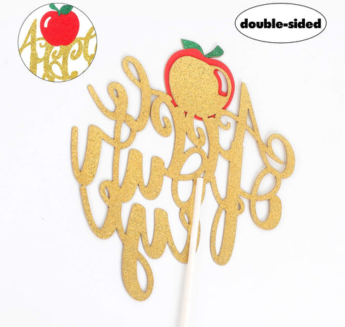 LILIPARTY Summer Glitter An Apple of Our Eye Cake Topper Baby Girls Boys First Birthday Cake Decor, Fruits Theme Baby