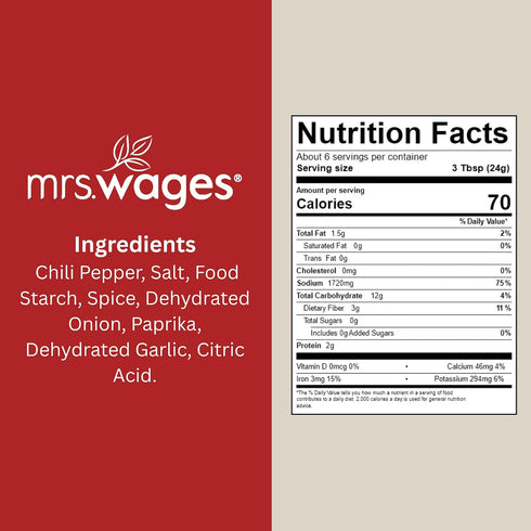 5 oz Packet Pack 12) Mrs. Wages Chili Base Canning Mix | Easy-To-Use | Simple Homemade Chili | Great Flavor | Easy