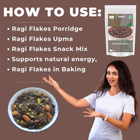 (700 Yamkay Original Ragi Flakes -Sugar Free | Finger Millet | Healthy Breakfast Millet | Gluten-Free | High-Fibre Food