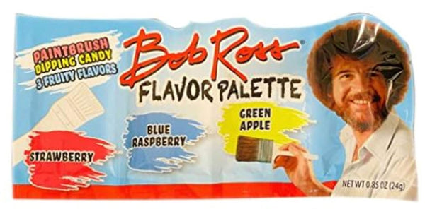 Bob Ross Flavor Palette Paintbrush Dipping Candy - 0.85 Oz Pack with 3 Fruity Flavors: Strawberry, Blue Raspberry,