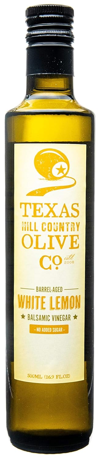 (16.9 oz) White Lemon Balsamic Vinegar - Gourmet Barrel Aged Infused Balsamic Vinegar - Great for Dressing Dipping