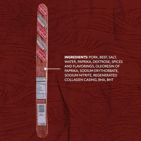 16 oz Pack 6 Bridgford Old World Pepperoni Stick of - Naturally Smoked Pepperoni Stick for Pizza and Sandwiches - High