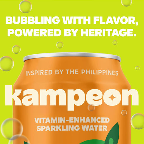 Melon-12oz Pack 6) Kampeon Filipino inspire sparkling water, Can | Flavored Sparkling Water with Vitamin C, Magnesium