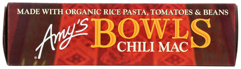 Frozen 9 oz. Amy's Meals, Chili Mac and Cheese Pasta Bowl, Made with Organic Rice Pasta, Tomatoes and Beans, Gluten
