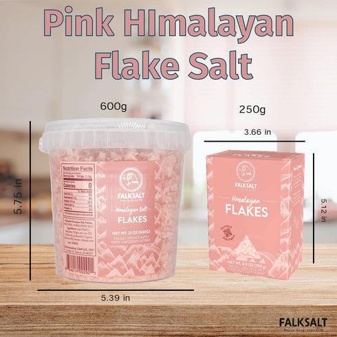 (8.8 oz) Falksalt - Pink Himalayan Salt Flakes, Handcrafted, Kosher, and All Natural Gourmet Finishing Salt
