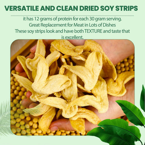 Chunks,500G (17.63oz) WAKIKI Dried Soy Strips,Soy Beans Strips Soy Chunks For Hot pot,Chinese Soybeans Strips Soy High