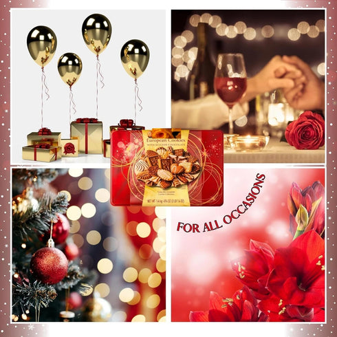 Generic 49.4 oz. Luxury European Chocolate Cookie Variety Festive Christmas Biscuit Assortment, Perfect for Valentines